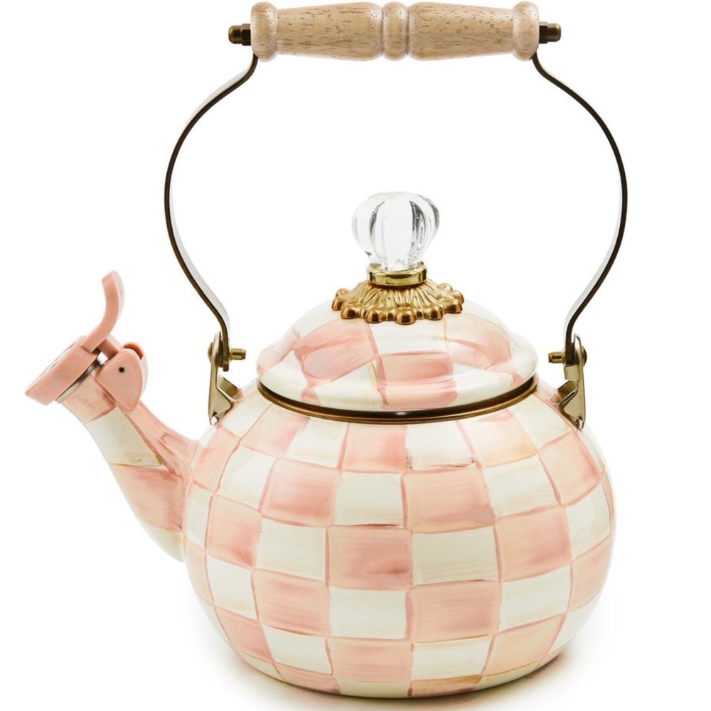 MACKENZIE - CHILDS “WHISTLING ROSY CHECK KETTLE” 2 QT. KETTLE *NWT $190.00